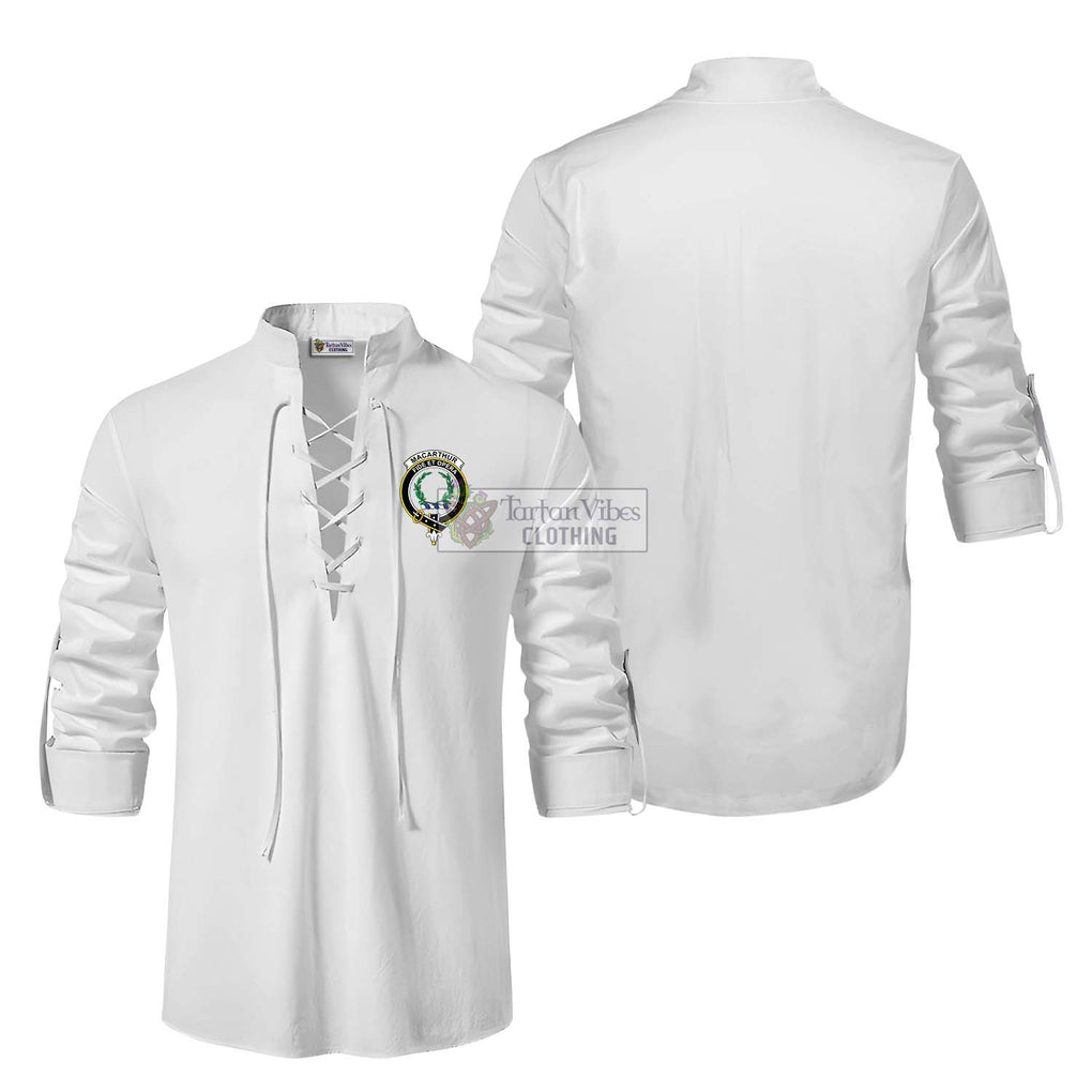 MacArthur (McArthur) Clan Crest Ghillie Kilt Shirt Men White - 2D-tartanvibesclothing