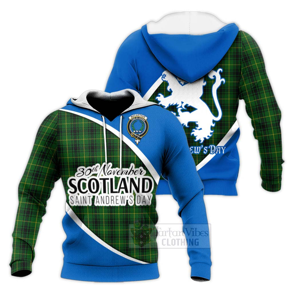 Tartan Vibes Clothing MacArthur (McArthur) Family Crest Tartan Knitted Hoodie Celebrate Saint Andrew's Day in Style