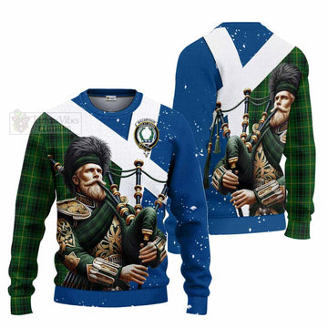 MacArthur (McArthur) Tartan Knitted Sweater with Family Crest Scottish Bagpiper Vibes