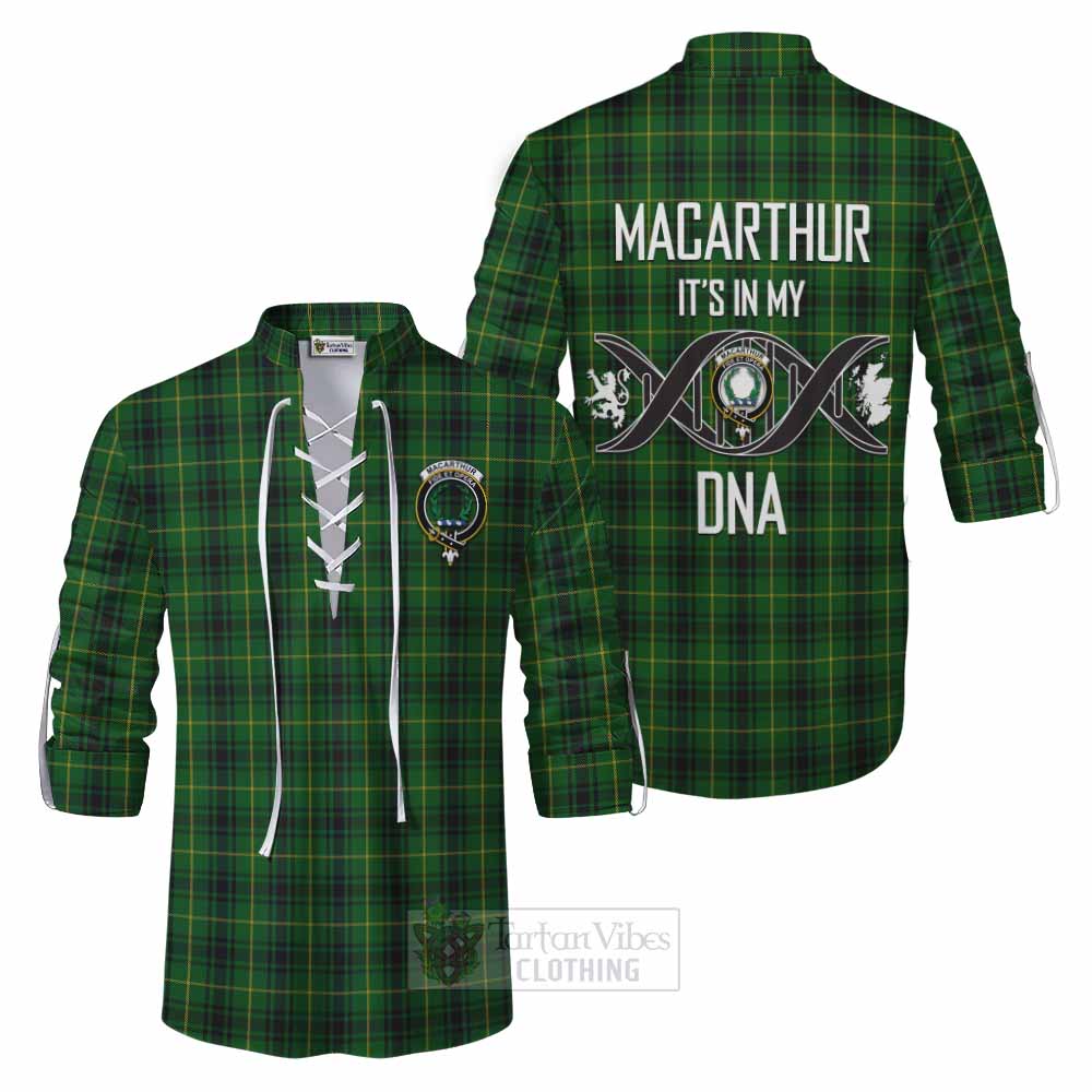 Tartan Vibes Clothing MacArthur (McArthur) Tartan Ghillie Kilt Shirt with Family Crest DNA In Me Style