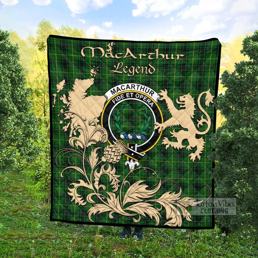 Tartan Vibes Clothing MacArthur (McArthur) Tartan Quilt with Family Crest and Scottish Symbol Style