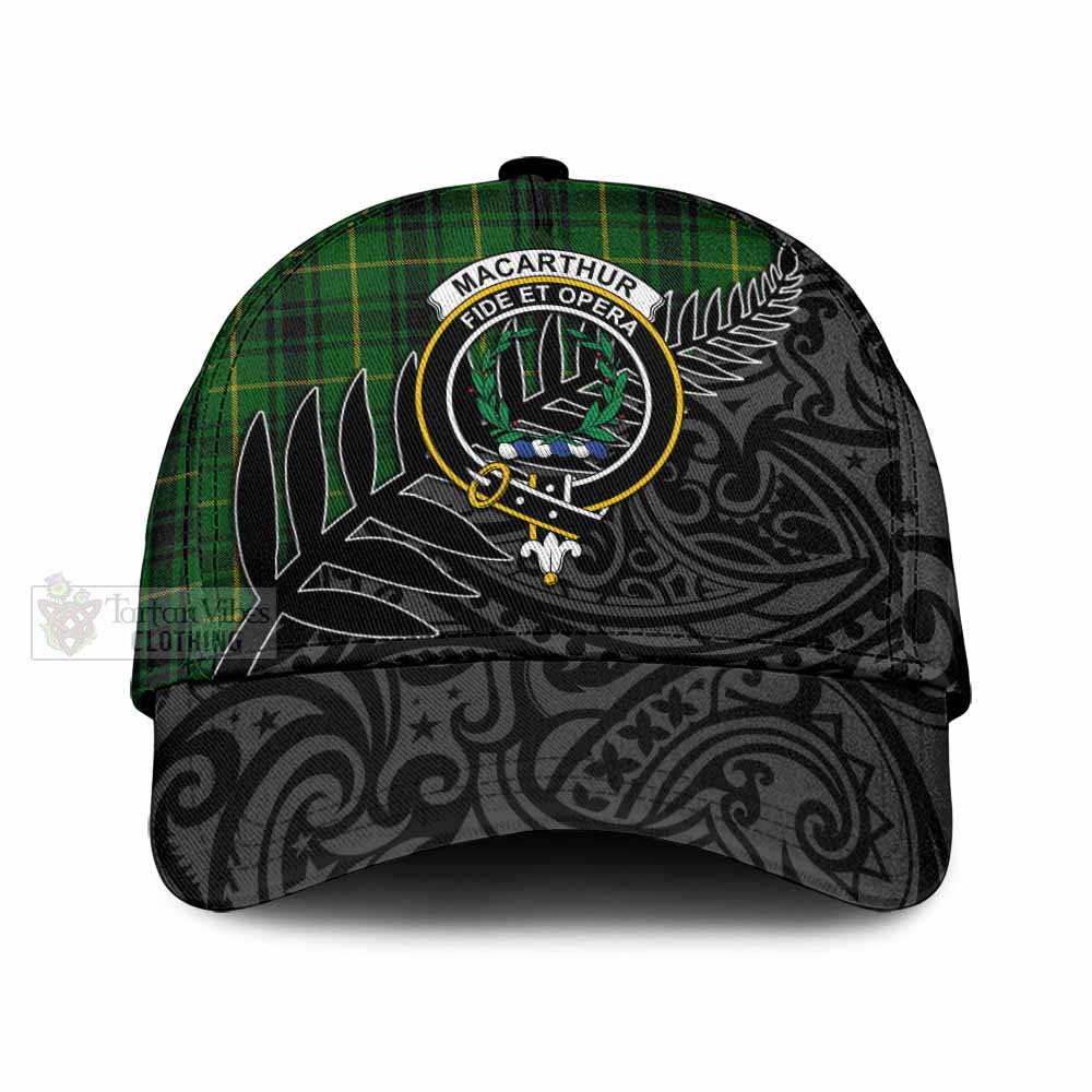 Tartan Vibes Clothing MacArthur (McArthur) Tartan Classic Cap with New Zealand Silver Fern Half Style