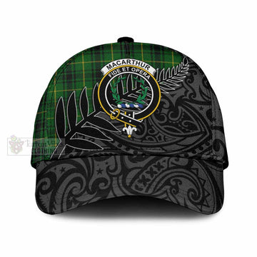 MacArthur (McArthur) Tartan Classic Cap with New Zealand Silver Fern Half Style