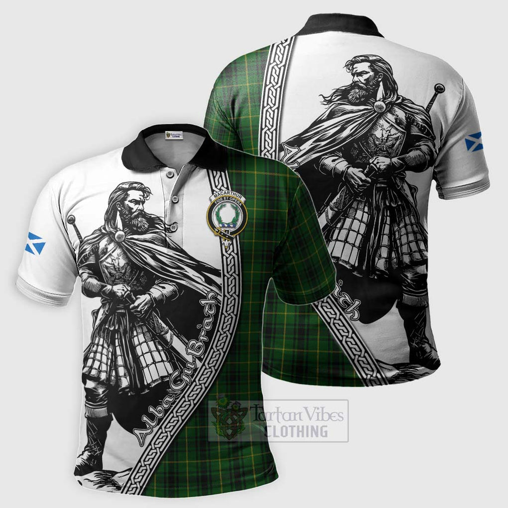 Tartan Vibes Clothing MacArthur (McArthur) Tartan Clan Crest Polo Shirt with Highlander Warrior Celtic Style