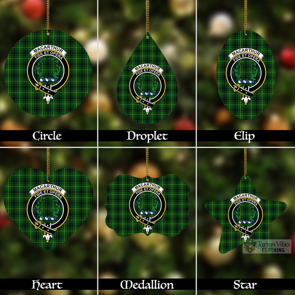 Tartan Vibes Clothing MacArthur (McArthur) Tartan Christmas Aluminium Ornament with Family Crest