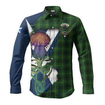 MacArthur (McArthur) Tartan Family Crest Long Sleeve Button Shirt Scottish Thistle Celtic Inspired Men's Shirt S - Tartan Vibes Clothing