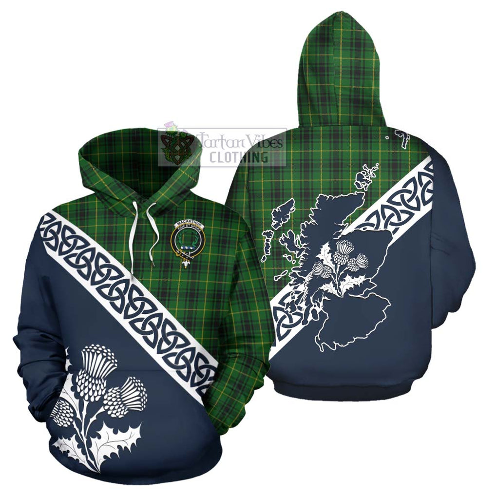 Tartan Vibes Clothing MacArthur (McArthur) Tartan Hoodie Featuring Thistle and Scotland Map