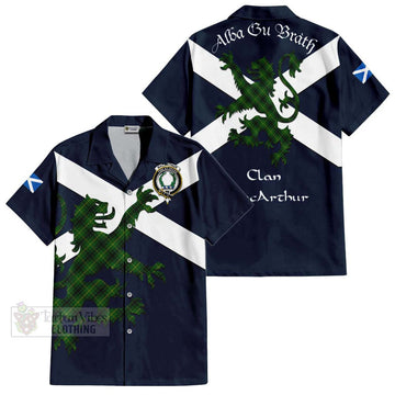 MacArthur (McArthur) Tartan Lion Rampant Short Sleeve Button Shirt  Proudly Display Your Heritage with Alba Gu Brath and Clan Name