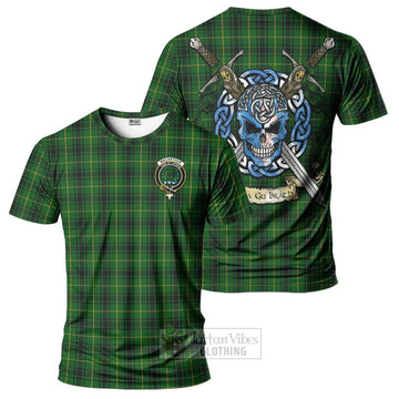 MacArthur (McArthur) Tartan T-Shirt with Family Crest Celtic Skull Style