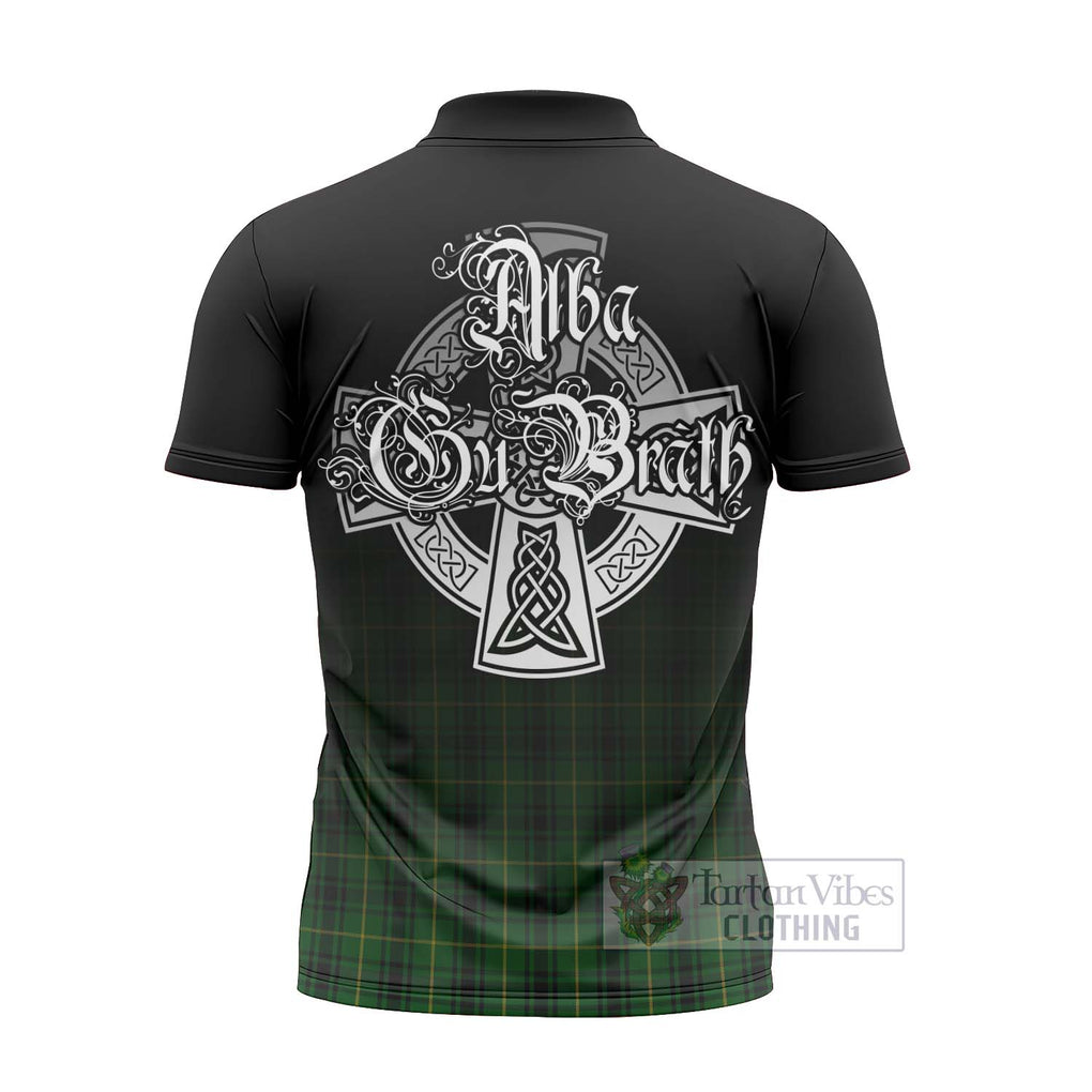 Tartan Vibes Clothing MacArthur (McArthur) Tartan Zipper Polo Shirt Featuring Alba Gu Brath Family Crest Celtic Inspired