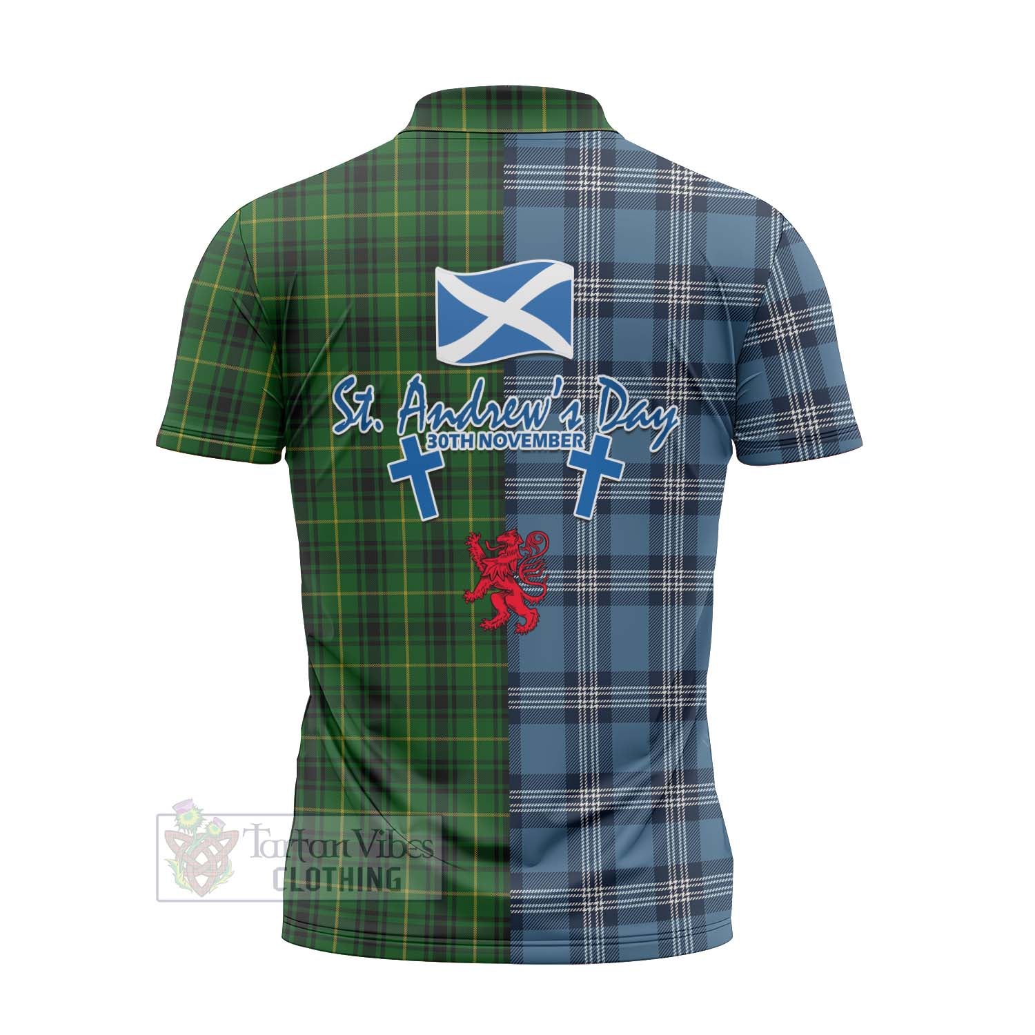 Tartan Vibes Clothing MacArthur (McArthur) Tartan Zipper Polo Shirt Happy St. Andrew's Day Half Tartan Style