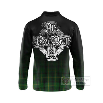 MacArthur (McArthur) Tartan Long Sleeve Polo Shirt Featuring Alba Gu Brath Family Crest Celtic Inspired