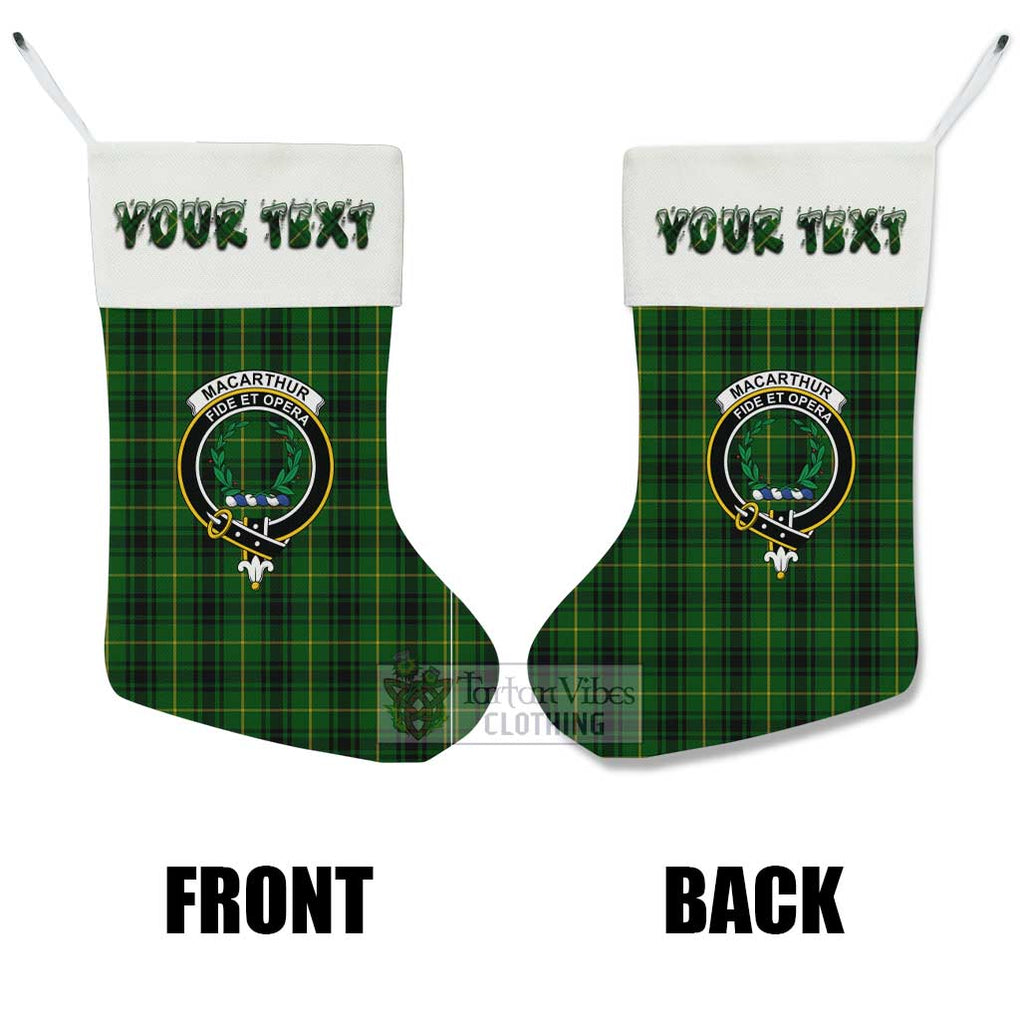 Tartan Vibes Clothing MacArthur (McArthur) Tartan Family Crest Christmas Stocking with Personalized Text