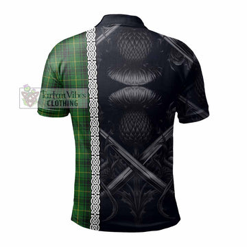 MacArthur (McArthur) Tartan Polo Shirt with Family Crest Cross Sword Thistle Celtic Vibes