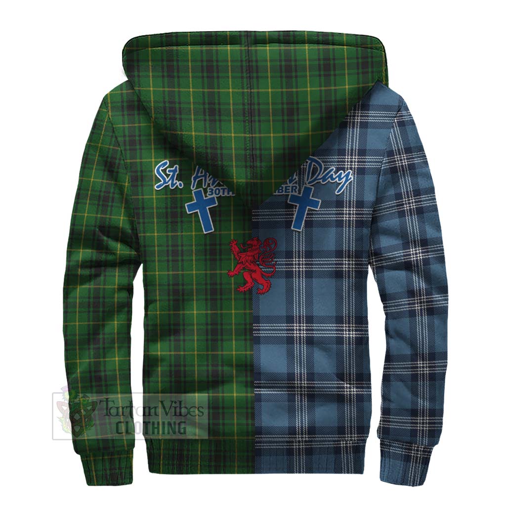 Tartan Vibes Clothing MacArthur (McArthur) Tartan Sherpa Hoodie Happy St. Andrew's Day Half Tartan Style