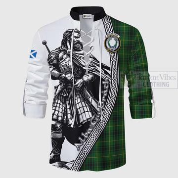 MacArthur (McArthur) Tartan Clan Crest Ghillie Kilt Shirt with Highlander Warrior Celtic Style