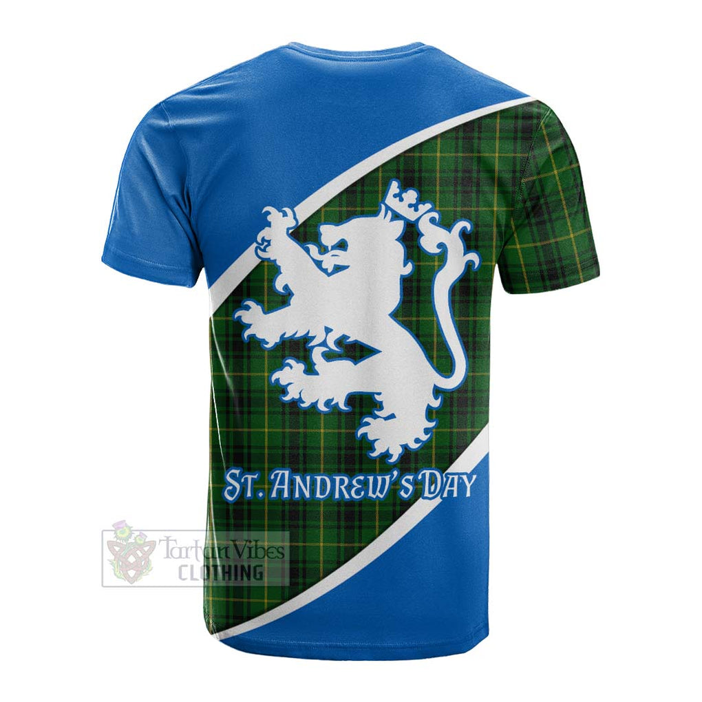 Tartan Vibes Clothing MacArthur (McArthur) Family Crest Tartan Cotton T-shirt Celebrate Saint Andrew's Day in Style