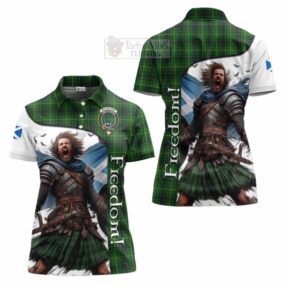 Tartan Vibes Clothing MacArthur (McArthur) Crest Tartan Women's Polo Shirt Inspired by the Freedom of Scottish Warrior