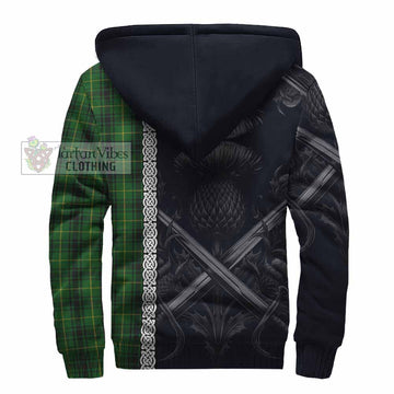 MacArthur (McArthur) Tartan Sherpa Hoodie with Family Crest Cross Sword Thistle Celtic Vibes