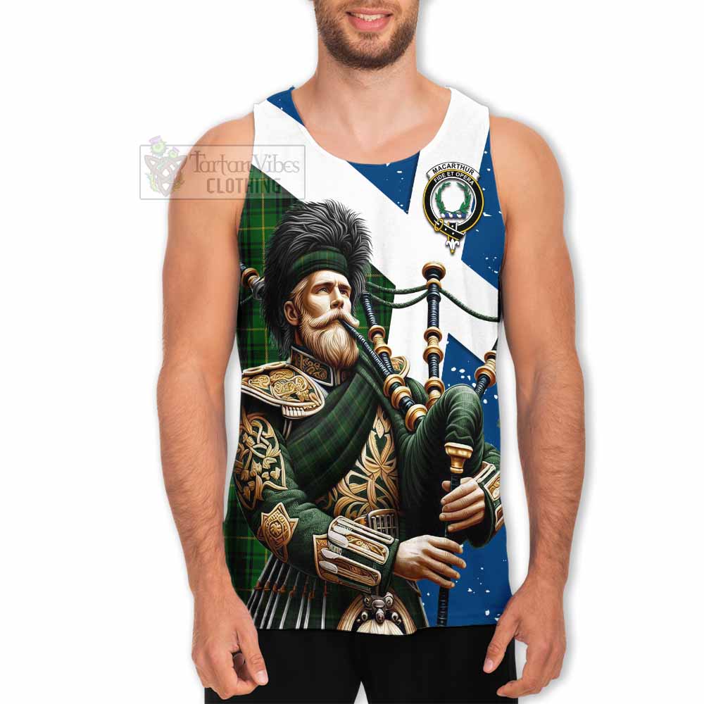 MacArthur (McArthur) Tartan Men's Tank Top with Family Crest Scottish Bagpiper Vibes