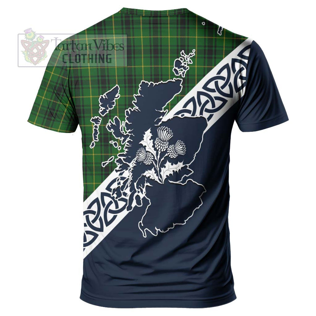 MacArthur (McArthur) Tartan T-Shirt Featuring Thistle and Scotland Map