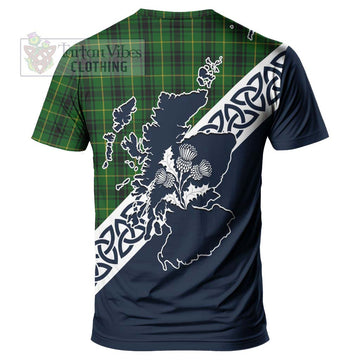 MacArthur (McArthur) Tartan T-Shirt Featuring Thistle and Scotland Map