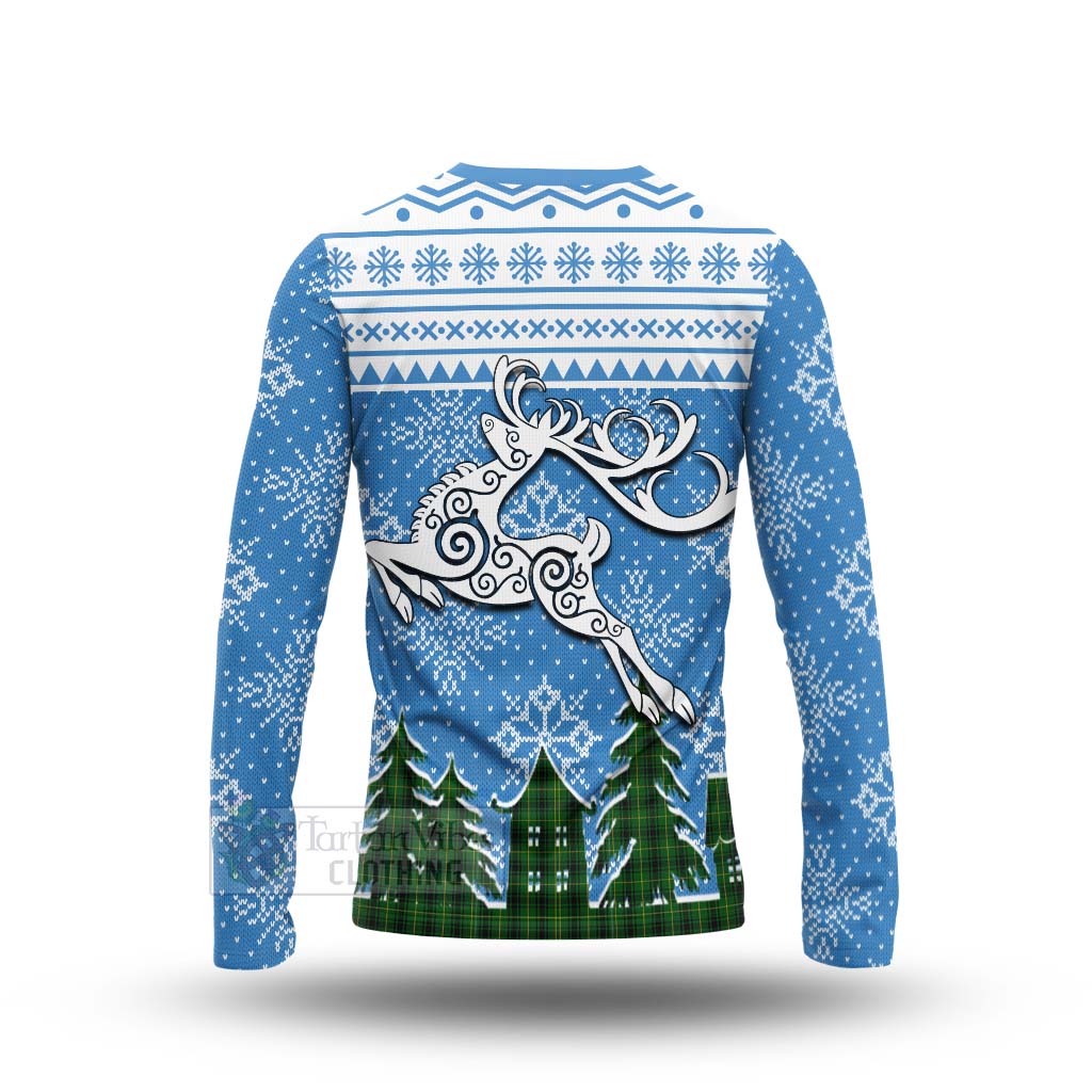 Tartan Vibes Clothing MacArthur (McArthur) Clan Christmas Long Sleeve T-Shirt Celtic Reindeer Style