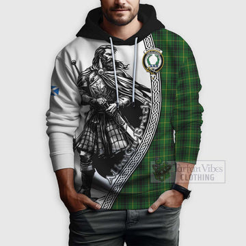 MacArthur (McArthur) Tartan Clan Crest Hoodie with Highlander Warrior Celtic Style