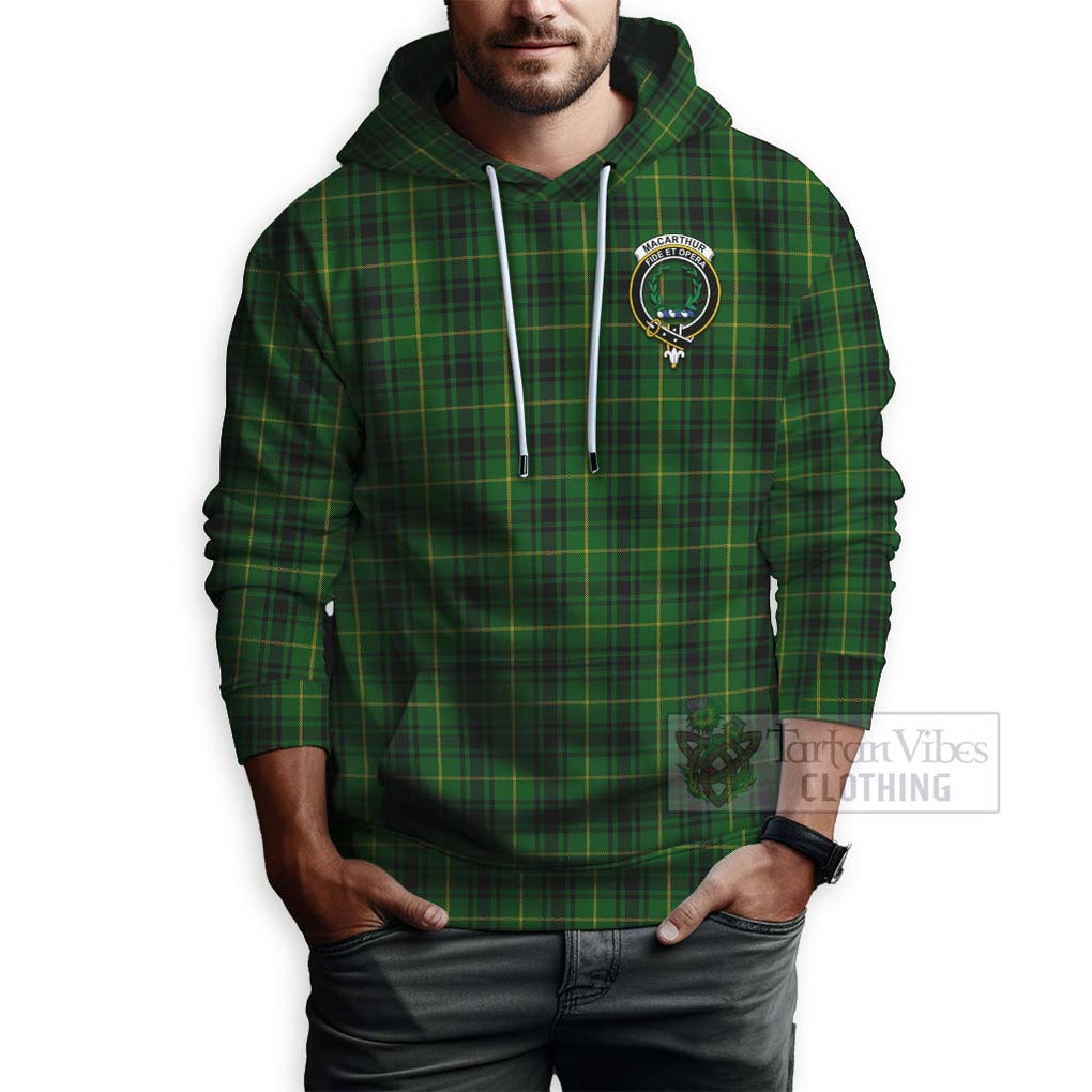 Tartan Vibes Clothing MacArthur (McArthur) Tartan Hoodie with Family Crest Celtic Skull Style