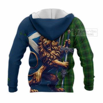 MacArthur (McArthur) Tartan Family Crest Knitted Hoodie with Scottish Majestic Lion