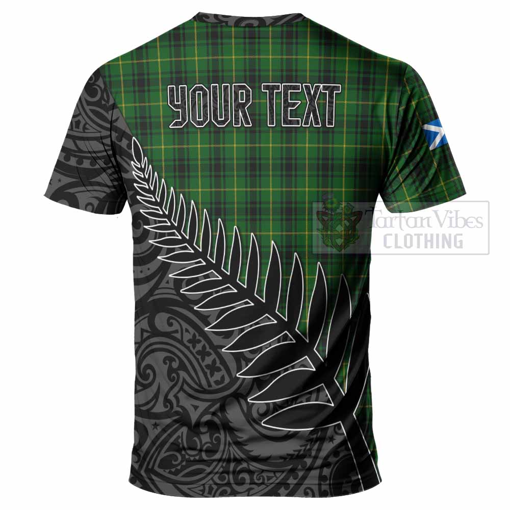 Tartan Vibes Clothing MacArthur (McArthur) Crest Tartan T-Shirt with New Zealand Silver Fern Half Style