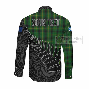 MacArthur (McArthur) Crest Tartan Long Sleeve Button Shirt with New Zealand Silver Fern Half Style