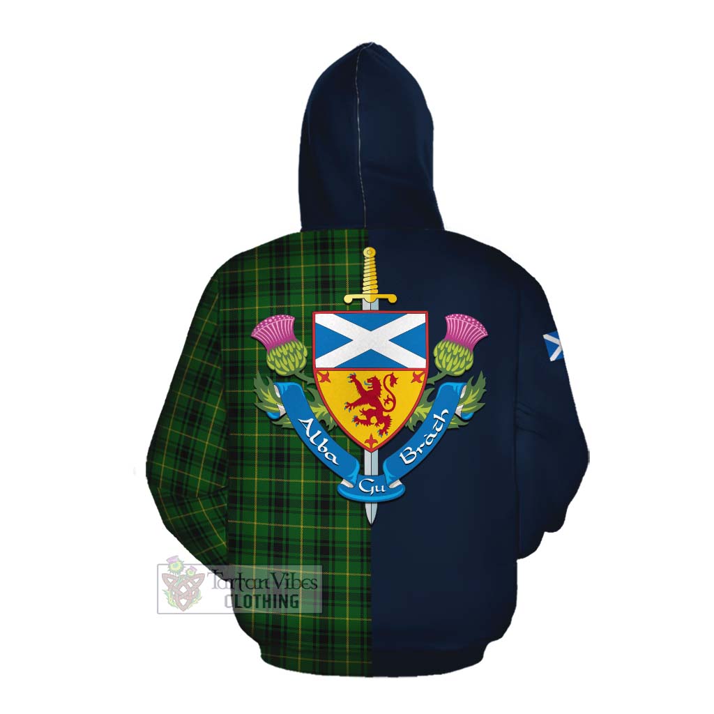 Tartan Vibes Clothing MacArthur (McArthur) Tartan Cotton Hoodie Alba with Scottish Lion Royal Arm Half Style