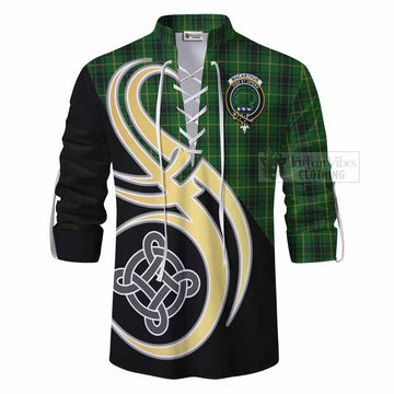 MacArthur (McArthur) Tartan Ghillie Kilt Shirt with Family Crest and Celtic Symbol Style