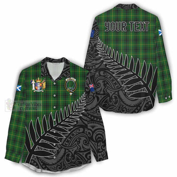 MacArthur (McArthur) Crest Tartan Women's Casual Shirt with New Zealand Silver Fern Half Style