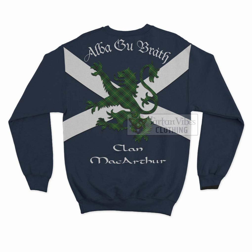 Tartan Vibes Clothing MacArthur (McArthur) Tartan Lion Rampant Sweatshirt – Proudly Display Your Heritage with Alba Gu Brath and Clan Name