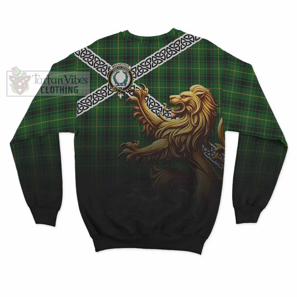 MacArthur (McArthur) Crest Tartan Sweatshirt with Golden Lion Emblem Celtic Style - Tartan Vibes Clothing