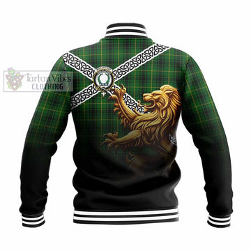 MacArthur (McArthur) Crest Tartan Baseball Jacket with Golden Lion Emblem Celtic Style - Tartan Vibes Clothing