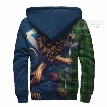 MacArthur (McArthur) Tartan Family Crest Sherpa Hoodie with Scottish Majestic Lion