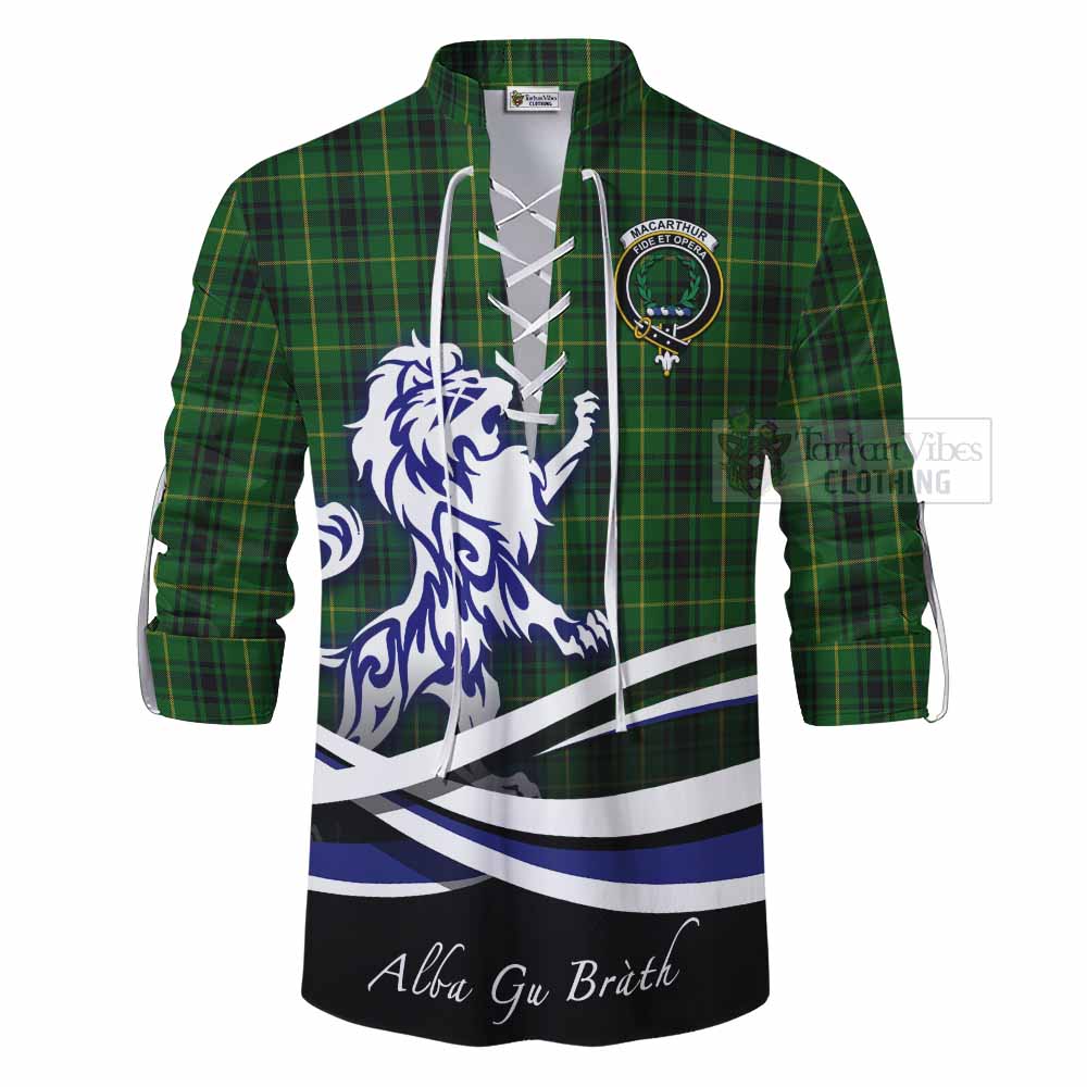 Tartan Vibes Clothing MacArthur (McArthur) Tartan Ghillie Kilt Shirt with Alba Gu Brath Regal Lion Emblem