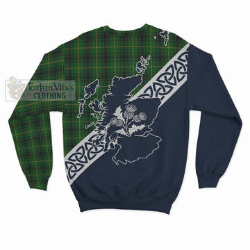 MacArthur (McArthur) Tartan Sweatshirt Featuring Thistle and Scotland Map