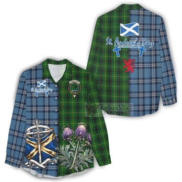 MacArthur (McArthur) Tartan Women's Casual Shirt Happy St. Andrew's Day Half Tartan Style