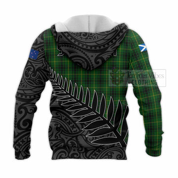 MacArthur (McArthur) Crest Tartan Knitted Hoodie with New Zealand Silver Fern Half Style