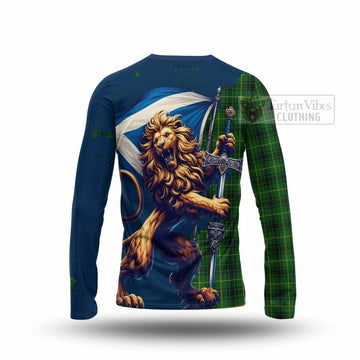 MacArthur (McArthur) Tartan Family Crest Long Sleeve T-Shirt with Scottish Majestic Lion