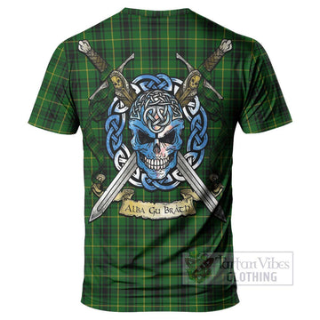 MacArthur (McArthur) Tartan T-Shirt with Family Crest Celtic Skull Style