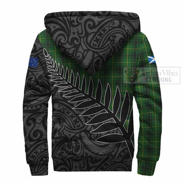 MacArthur (McArthur) Crest Tartan Sherpa Hoodie with New Zealand Silver Fern Half Style