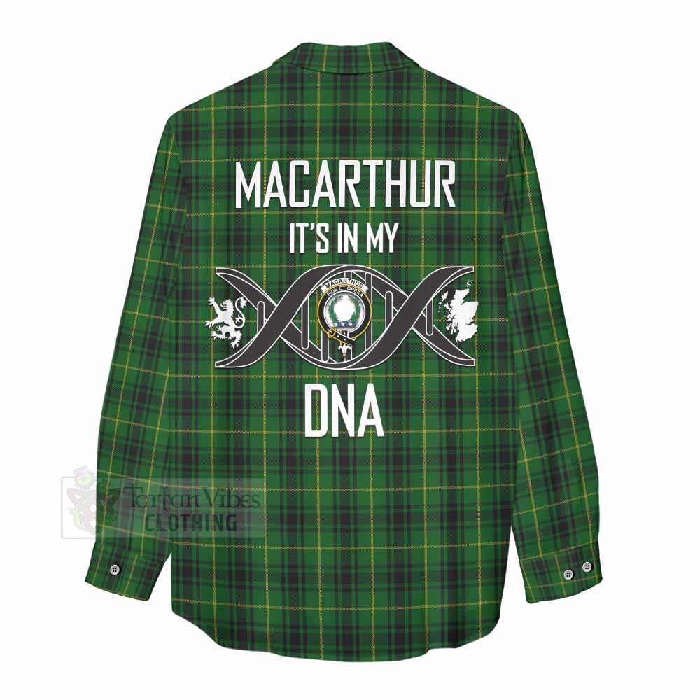 Tartan Vibes Clothing MacArthur (McArthur) Tartan Women's Casual Shirt with Family Crest DNA In Me Style