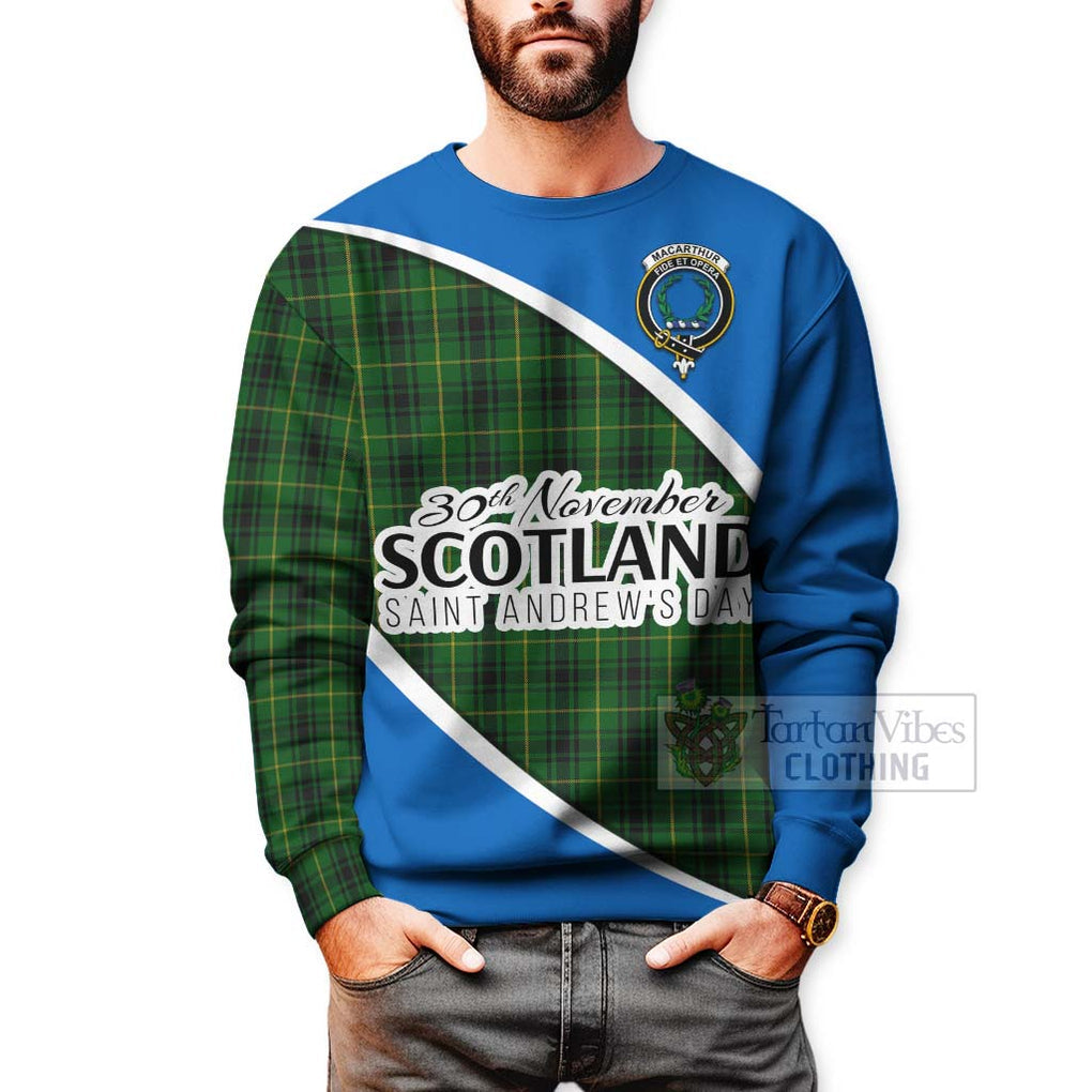 Tartan Vibes Clothing MacArthur (McArthur) Family Crest Tartan Sweatshirt Celebrate Saint Andrew's Day in Style