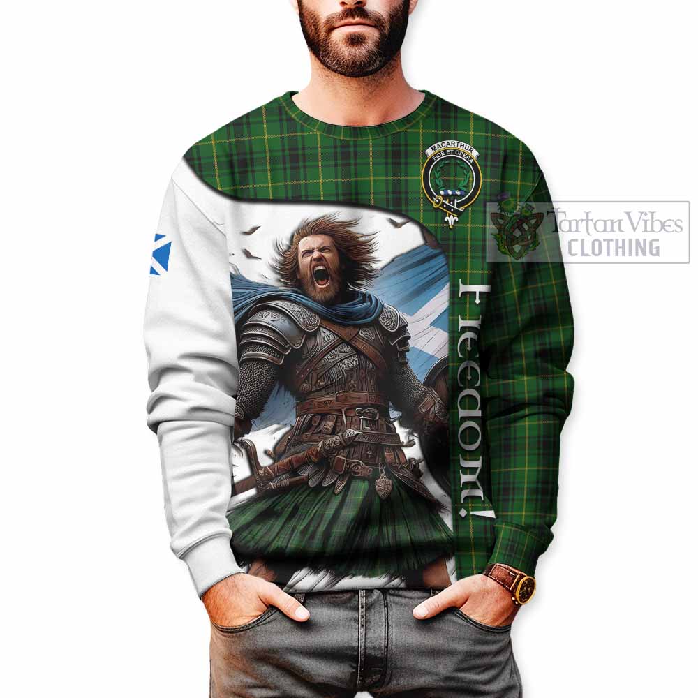 Tartan Vibes Clothing MacArthur (McArthur) Crest Tartan Sweatshirt Inspired by the Freedom of Scottish Warrior