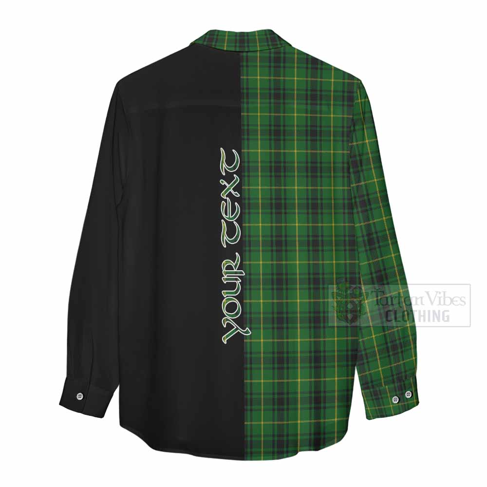 Tartan Vibes Clothing MacArthur (McArthur) Tartan Women's Casual Shirt with Family Crest and Half Of Me Style